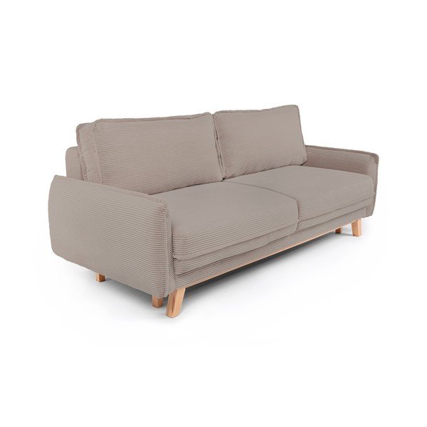 Szarobrązowa sztruksowa rozkładana/ze schowkiem sofa 218 cm Tori – Bonami Selection-image-1