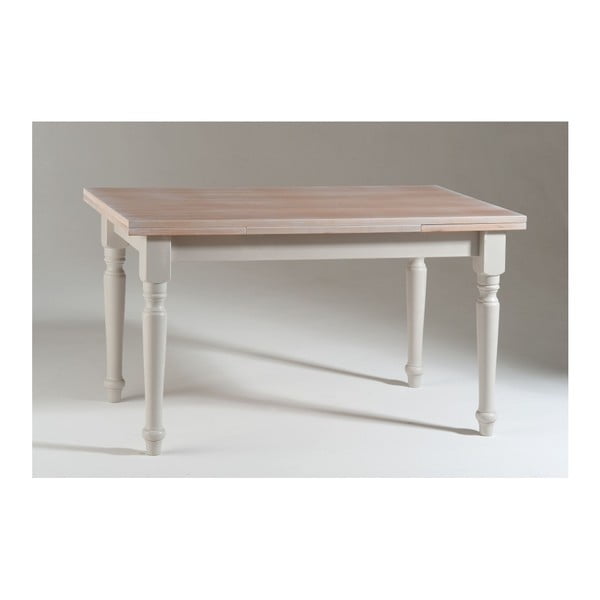Biały stół rozkładany z drewna z naturalnym blatem Castagnetti Corinne, 140 x 80 cm