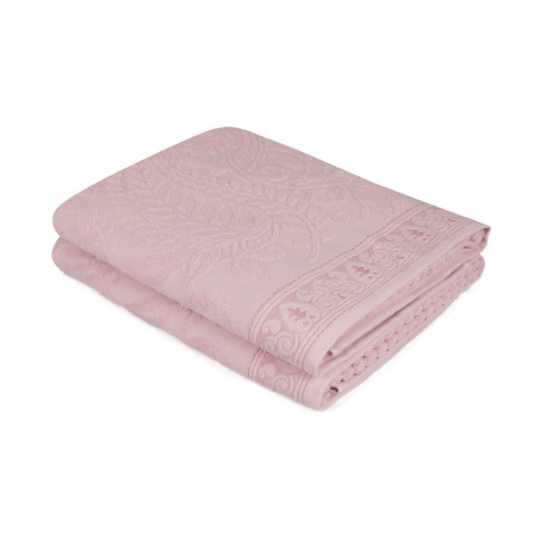 Komplet 2 różowych bawełnianych ręczników Noktali Sal, 90x150 cm
