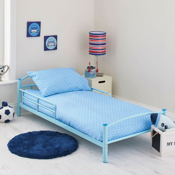 Łóżko dziecięce z materacem i pościelą Bundle, neibieskie