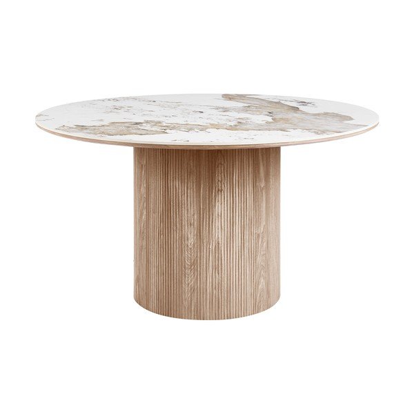 Okrągły stół z blatem w dekorze marmuru ø 140 cm Athens – House Nordic