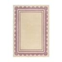 Fioletowo-naturalny wełniany dywan tkany ręcznie 120x170 cm Lois Scallop – Flair Rugs