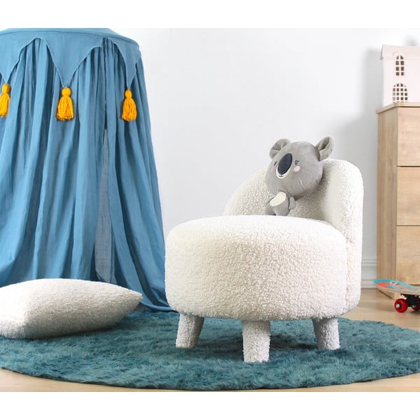 Biały fotel dziecięcy z materiału bouclé Moouv – Artie-image-1