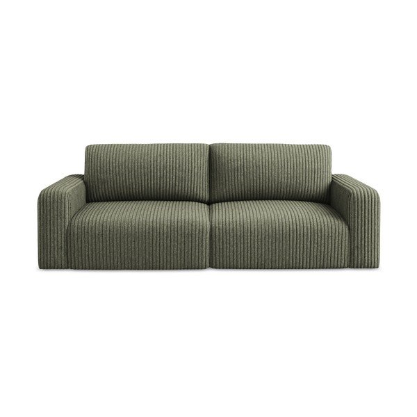 Zielona sztruksowa rozkładana/ze schowkiem sofa 252 cm Kona – Makamii