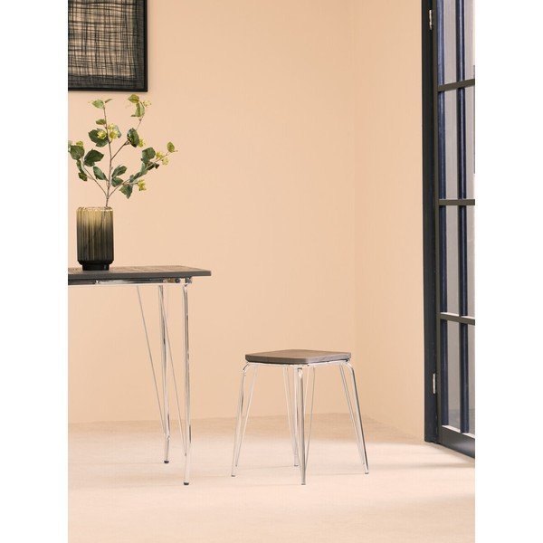 Stołek z litego drewna wiązu w kolorze srebra/w naturalnym kolorze District – Premier Housewares-image-3