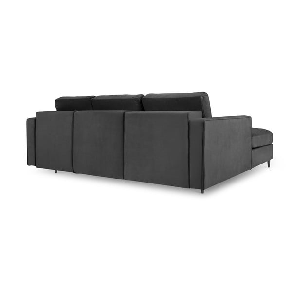 Ciemnoszary aksamitny rozkładany narożnik Milo Casa Santo, lewostronny-image-3