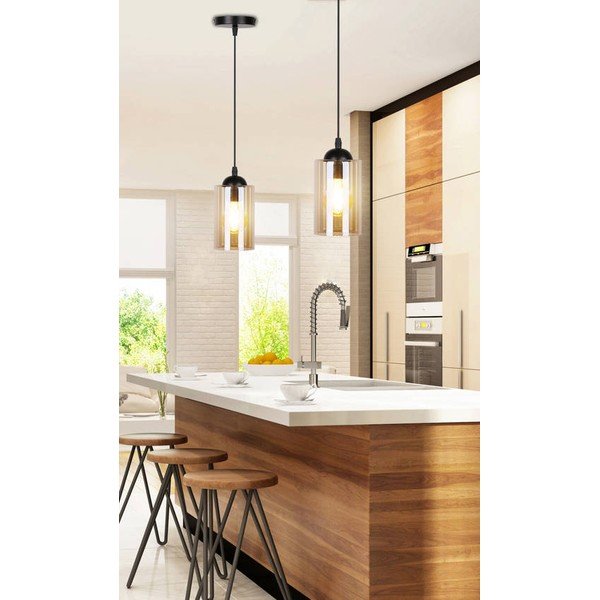 Czarna lampa wisząca ze szklanym kloszem ø 10 cm Bistro – Candellux Lighting-image-1