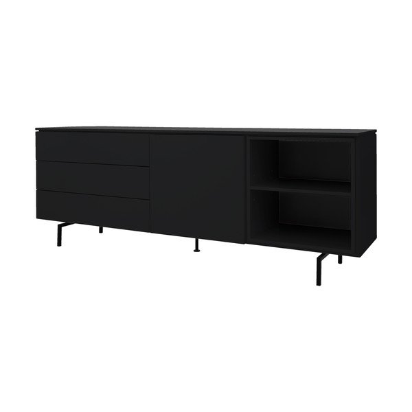 Czarna niska komoda 210x76 cm Plain – Tenzo-image-2