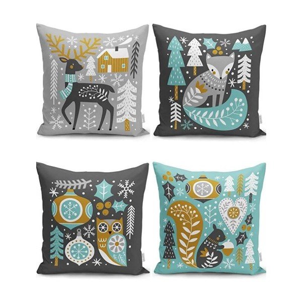 Poszewki na poduszki zestaw 4 szt. ze świątecznym motywem 43x43 cm Merry Christmas – Mila Home
