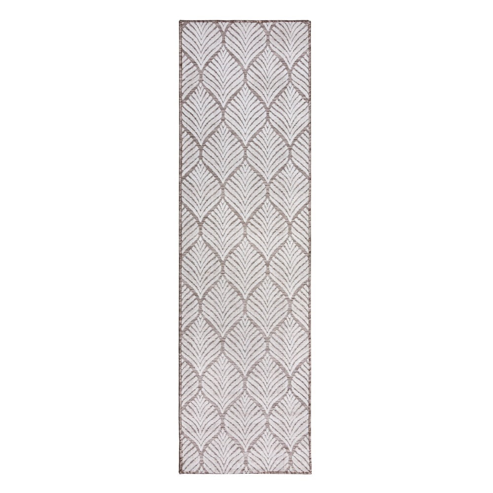 Dywan odpowiedni na zewnątrz w kolorze kości słoniowej 66x230 cm Elm Leaf – Flair Rugs