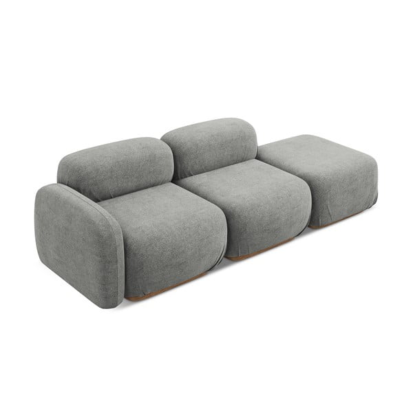 Szary szezlong modułowy z materiału bouclé (prawostronny) Ailani – Makamii-image-3