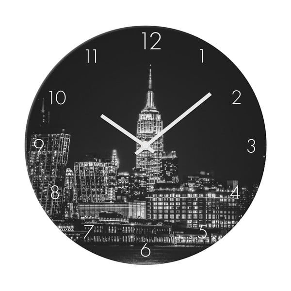 Szklany zegar ścienny ø 30 cm Shining city – Styler