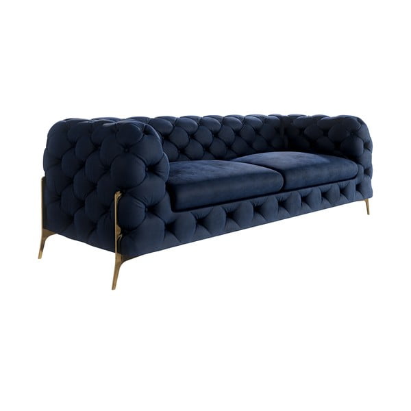 Ciemnoniebieska aksamitna sofa 225 cm Chelsea Bis – Ropez-image-2