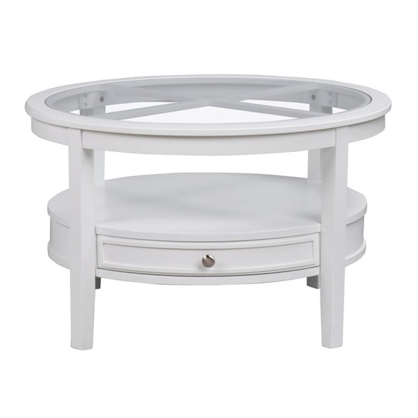 Biały okrągły stolik dębowy Folke Nótt, ⌀ 85 cm