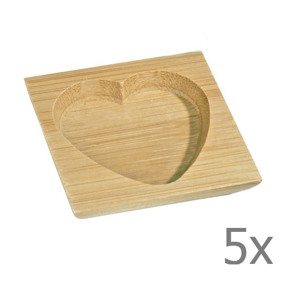 Zestaw 5 miseczek bambusowych do serwowania Kosova One Heart, 6x6 cm