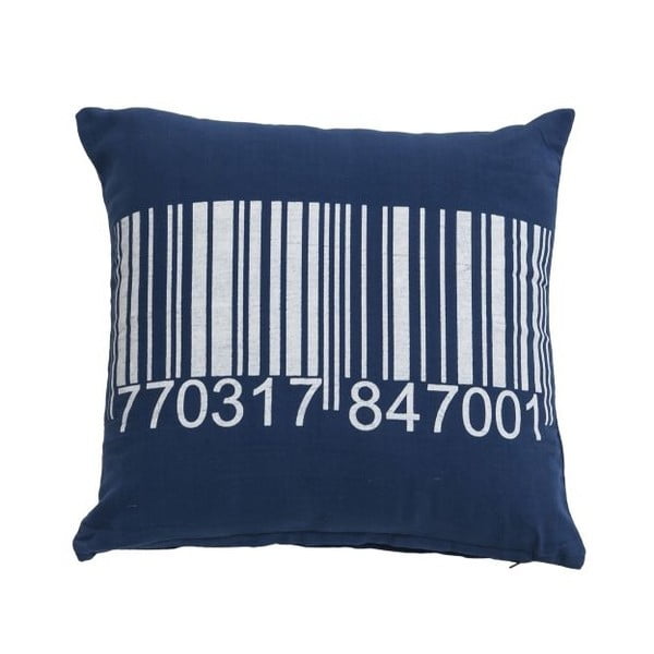 Niebieska poduszka Novita Bardcode, 45x45 cm