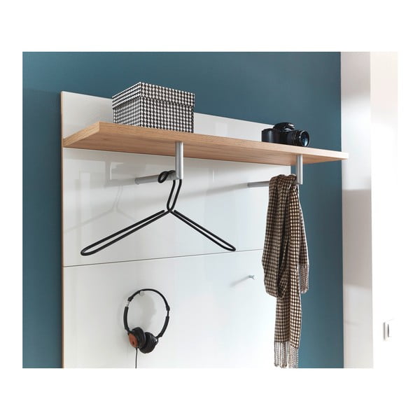 Biały/naturalny panel z wieszakami do przedpokoju w dekorze dębu Telde – Germania-image-3
