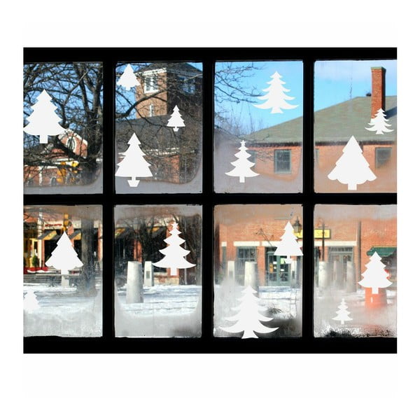 Świąteczna naklejka elektrostatyczna Ambiance Bright White Christmas Trees