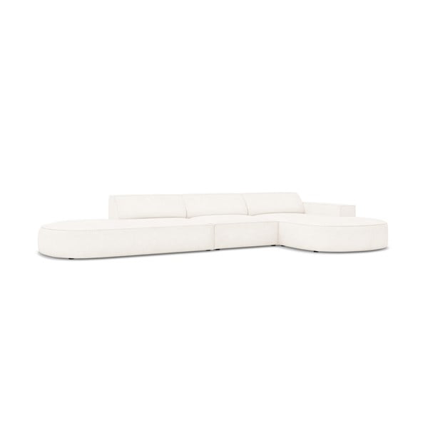 Beżowy narożnik (prawostronny) z materiału bouclé Jodie – Micadoni Home-image-4
