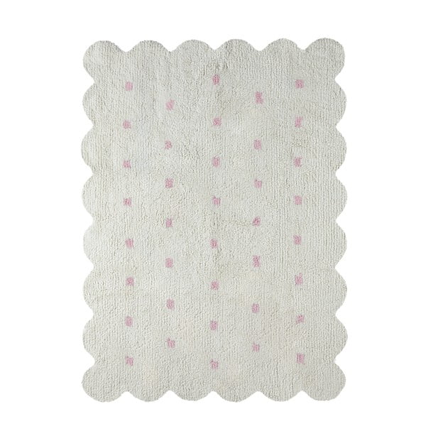 Biało-różowy obustronny dywan bawełniany wykonany ręcznie Lorena Canals Biscuit, 120x160 cm