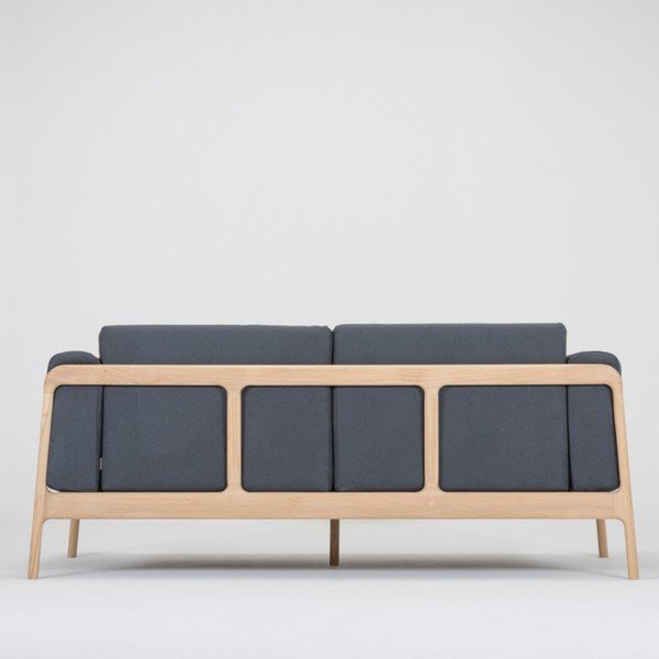 Niebieskoszara sofa 2-osobowa z konstrukcją z litego drewna dębowego Gazzda Fawn-image-1