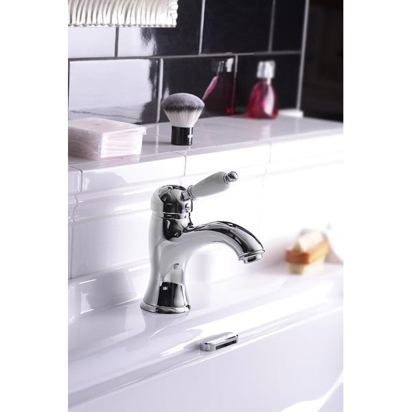 Bateria umywalkowa stojąca w kolorze srebra Kirké White – Sapho-image-1