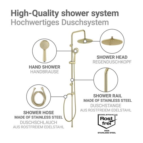 Zestaw prysznicowy ze stali nierdzewnej w kolorze matowego złota 101 cm Young Line – Wenko-image-4