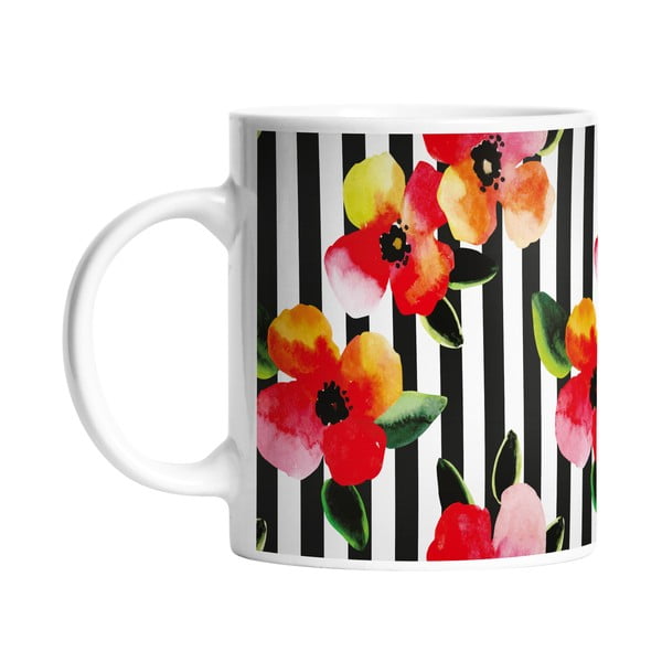 Kubek ceramiczny Stripes and Flowers, 330 ml
