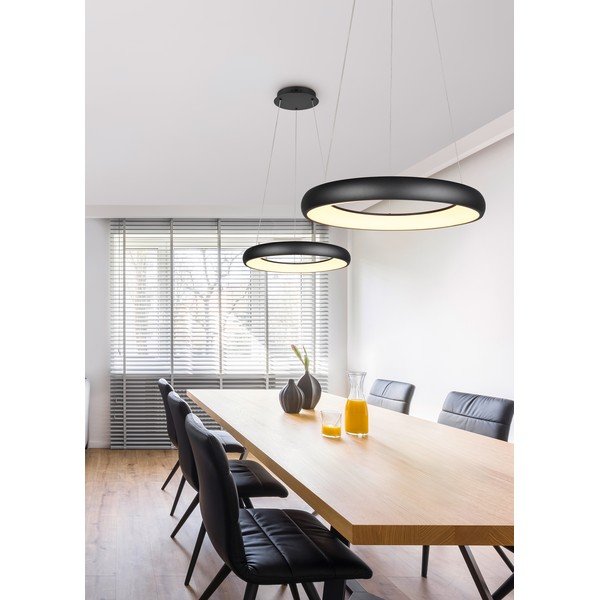 Lampa wisząca LED ze ściemniaczem w kolorze matowej czerni z metalowym kloszem ø 62 cm Cardona – Trio-image-2