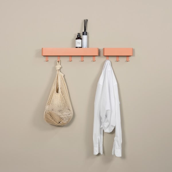 Łososiowy metalowy wieszak ścienny z półką 52 cm Dax Play – Spinder Design-image-3
