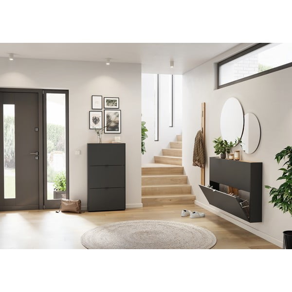 Antracytowa uchylna szafka na buty 71x127x22 cm Ameca – Germania-image-4