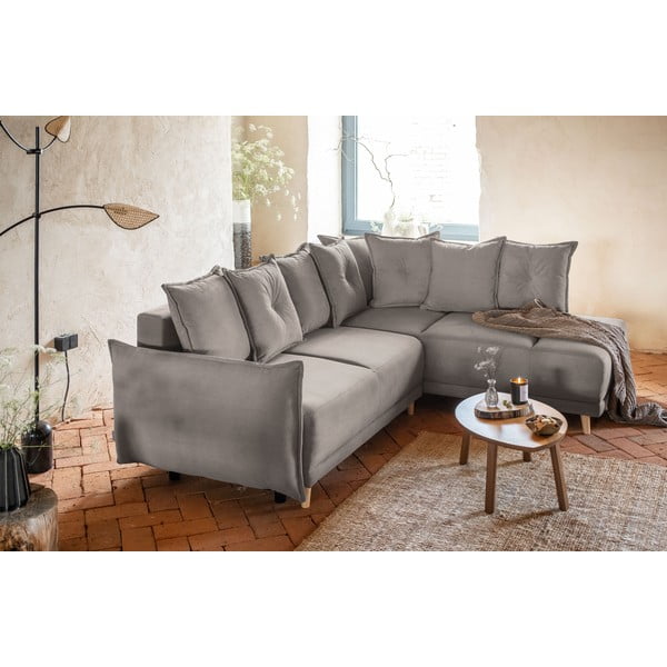 Jasnobrązowy sztruksowy rozkładany narożnik (prawostronny) Lazy Lukka – Miuform-image-1