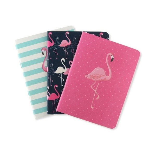 Zestaw 3 notesów Go Stationery Flamingo