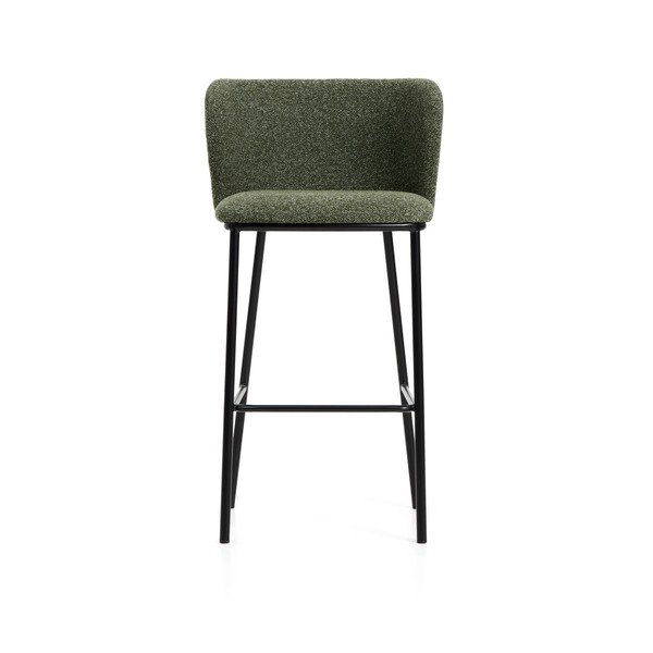 Ciemnozielony tapicerowany hoker (wysokość siedziska 75 cm) Ciselia – Kave Home-image-3