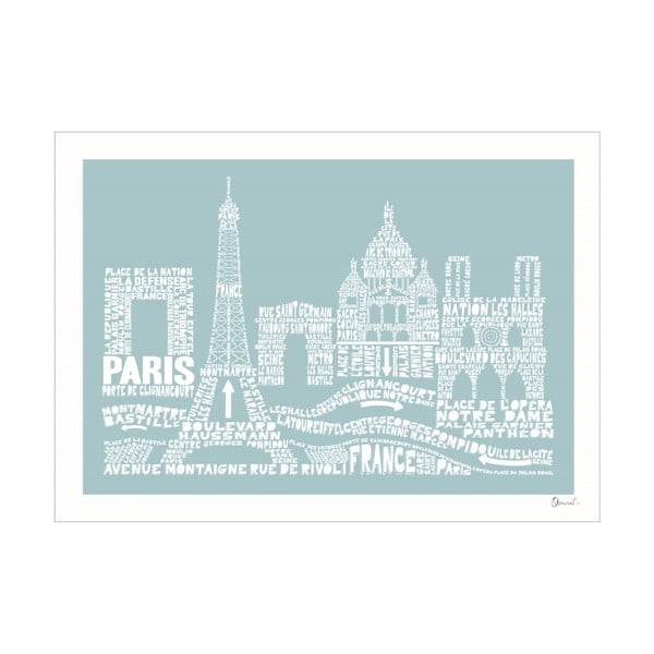 Plakat Paris Blue&White, 50x70 cm