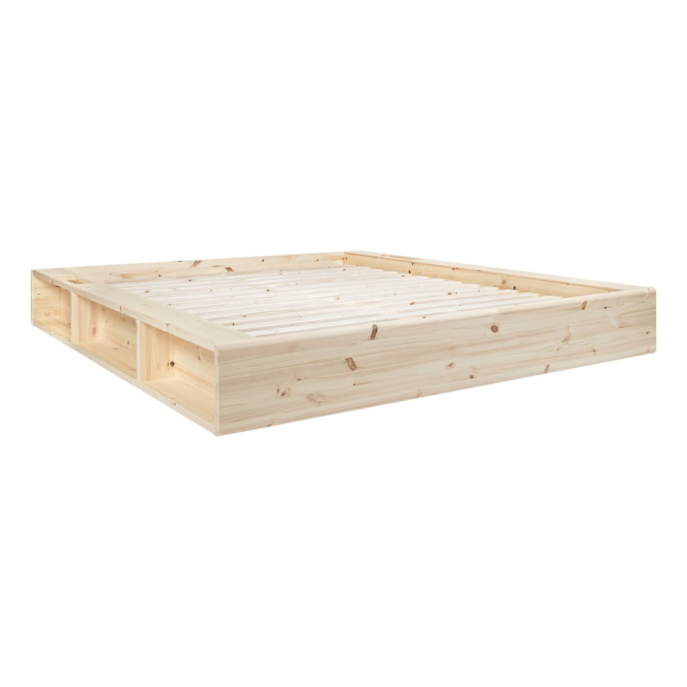 Łóżko dwuosobowe z litego drewna ze schowkiem Karup Design Ziggy, 180x200 cm