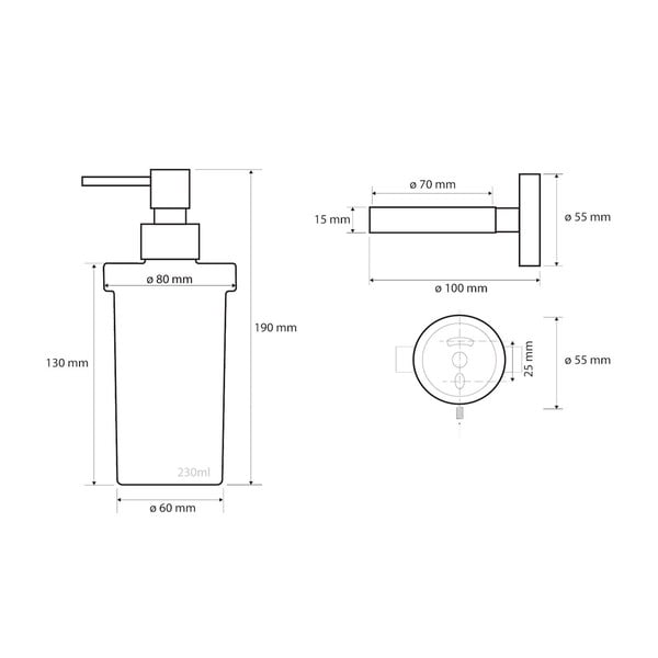Nierdzewny ścienny dozownik do mydła w kolorze srebra Sapho X-Steel, 250 ml-image-1