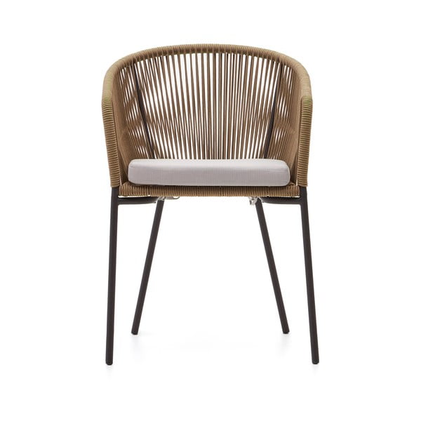 Beżowe metalowe/tapicerowane krzesło ogrodowe Yanet – Kave Home-image-2