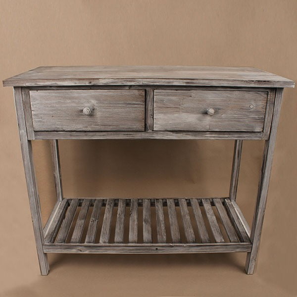 Stół drewniany z szufladą Grey Days, 90x77 cm
