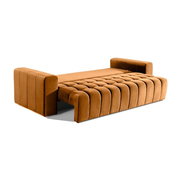 Żółta aksamitna rozkładana/ze schowkiem sofa 247 cm Lazaro – ELTAP-image-3