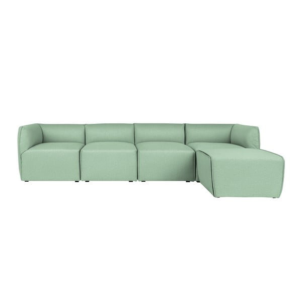 Miętowa modułowa sofa 4-osobowa z podnóżkiem Norrsken Ollo