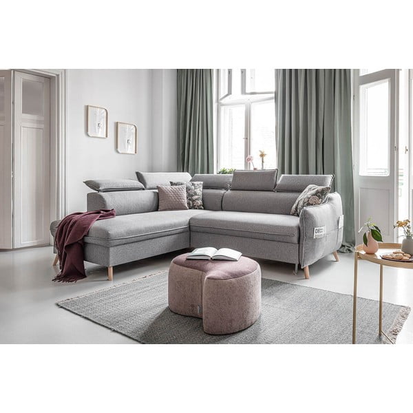 Jasnoszary rozkładany narożnik (lewostronny) Sweet Harmony – Miuform-image-3