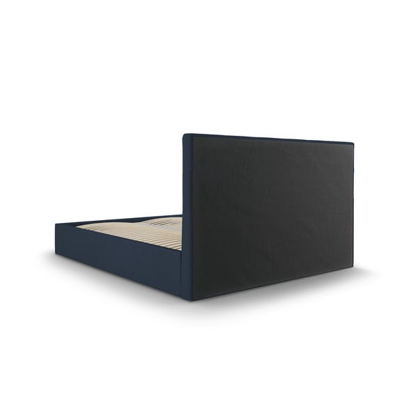 Ciemnoniebieske tapicerowane łóżko dwuosobowe ze schowkiem ze stelażem 160x200 cm Nerin – Mazzini Beds-image-4