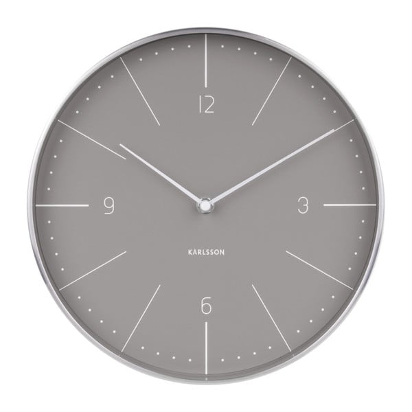 Szary zegar z elementami w kolorze srebra Karlsson Normann, ⌀ 28 cm