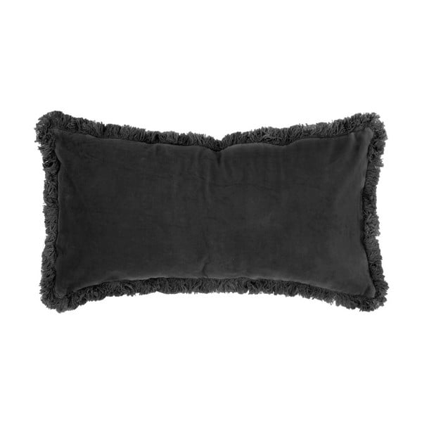 Czarna poduszka z aksamitnego materiału PT LIVING, 60x30 cm