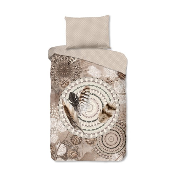 Brązowa flanelowa pościel jednoosobowa 140x200 cm Ringhda – HIP