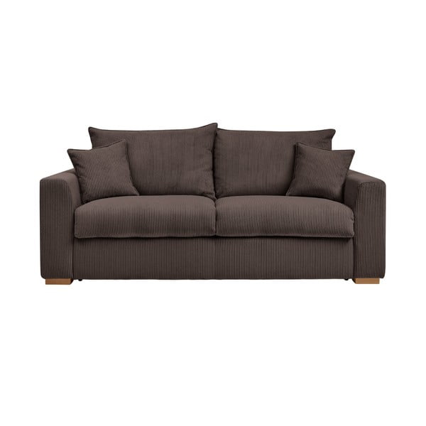 Brązowa sztruksowa rozkładana sofa 225 cm Augustin – Bobochic Paris