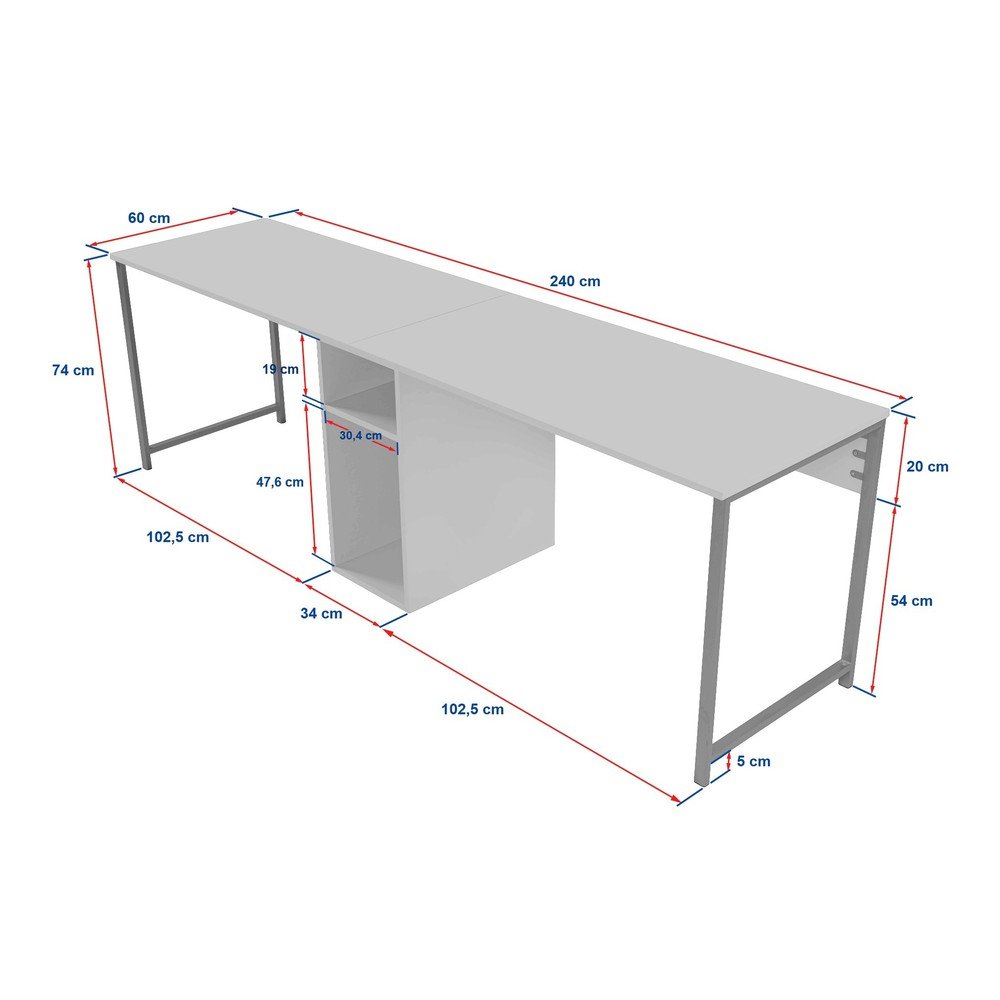 Biurko w dekorze sosny 60x240 cm Twin – Kalune Design (zdjęcie 9)