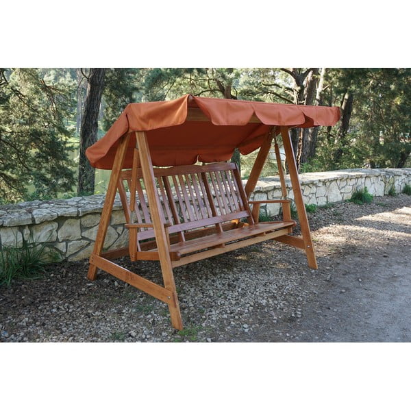 Brązowa drewniana huśtawka ogrodowa Luisa – Rojaplast-image-2
