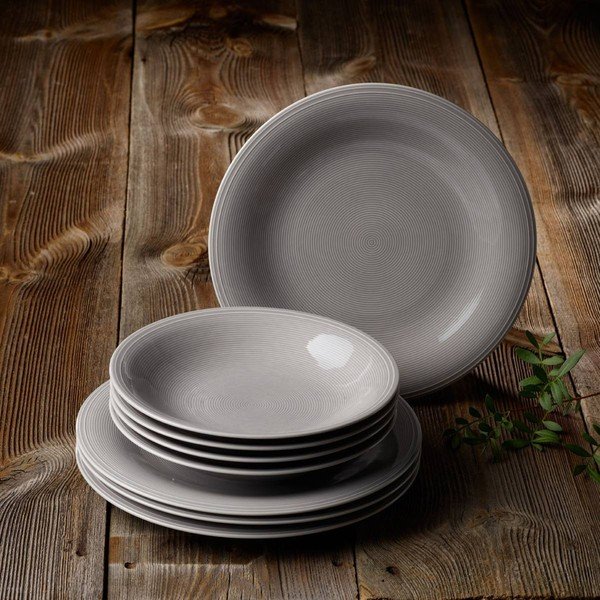 8-częściowy szary zestaw talerzy z porcelany Like by Villeroy & Boch Group-image-1